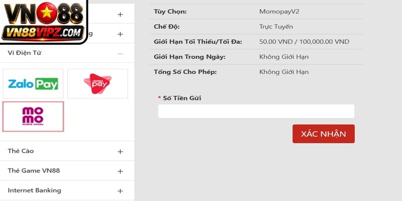 Nạp Tiền VN88 - Hướng Dẫn Giao Dịch Từ A Đến Z 4 Nạp tiền VN88 thành công giúp cược thủ sở hữu ngay nguồn vốn khởi nghiệp